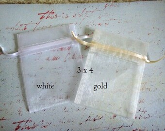Organza Bags, Organza Pouch, White Organza Bags, White Organza Pouch, Fabric Favor Bags, Organza Bags 3x4