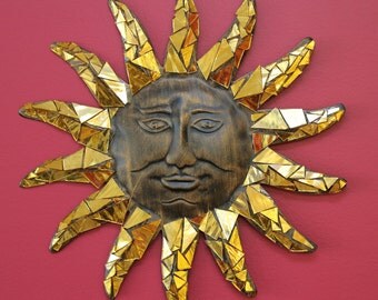 Coastal Shores Mosaic Gold Mirror Sun Display