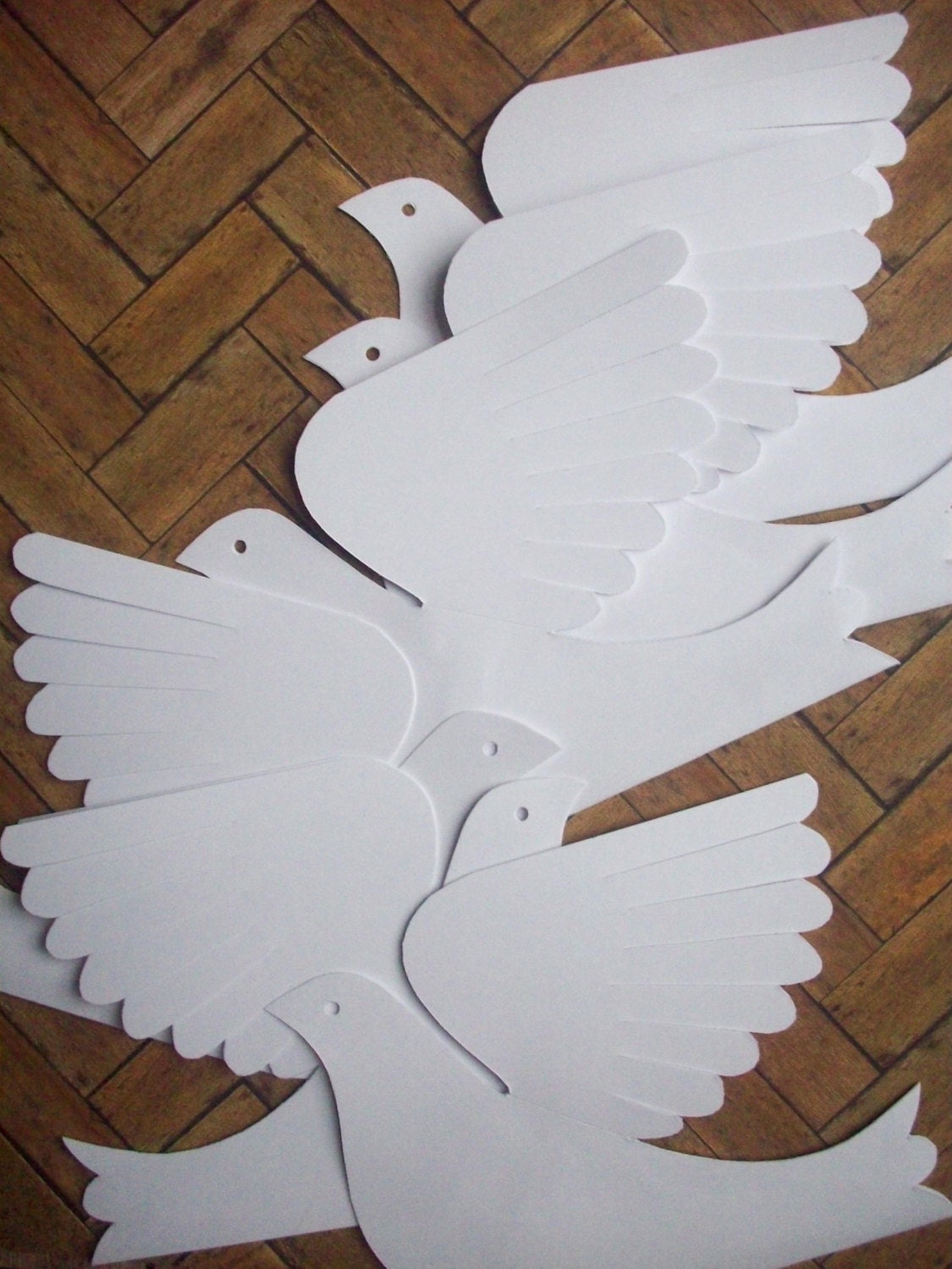 Paper BirdsSix Small White Paper Doves