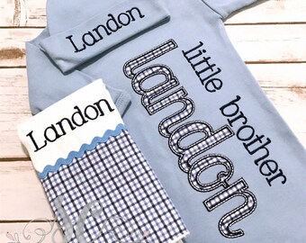 Newborn Boy Coming Home Outfit - Little Brother Gown - Little Brother Bodysuit - Personalized Baby Clothes - Newborn Baby Boy Clothes