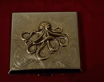 Release the Kraken silver ornate cigarette case / wallet / card holder