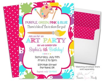 Art Party Invitations - Art Party Invites - Art Birthday Invitations - Art Birthday Invites - Girls Art Party - Painting Party - Craft Party