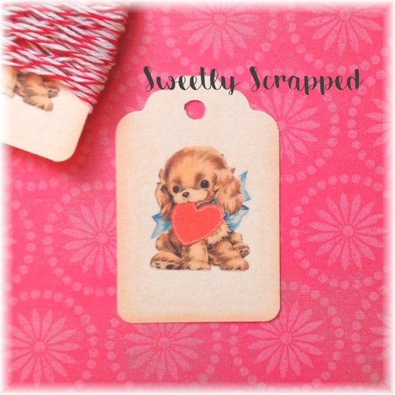 PUPPY DOG Tags, Valentine's Day, Heart, Gift Tag, Favor Tags, Packaging, Boy, Blue, DIY, Labels, Valentine, Supplies, Goody, Goodie, Treat