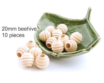Beehive Unfinished Wood Beads - 20mm ( 3/4 inch ) - 10 pieces