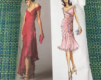 Vogue Sewing Pattern 2880 Misses Evening Formal Ruffle Edge Ruched Dress Size 10-14 Cut -Vogue pattern, evening dress, formal dress