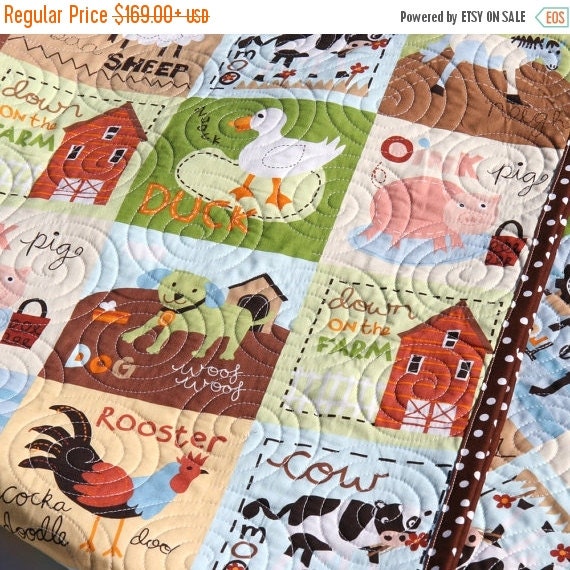 LAST ONES Farm Quilt Boy or Girl Crib Bedding by SunnysideDesigns2