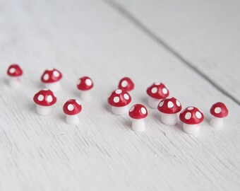 Tiny Mushrooms - 12 Miniature Plastic Fairy Garden Toadstools