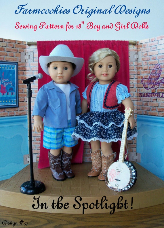 PRINTED Sewing Pattern / In the Spotlight ! / Country Style Clothes Pattern Fits American Girl Tenny and Logan