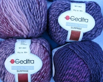 2 boules de laine mélange laine Gedifra Fashion tendance Surprise Ombre Mauve et violet