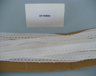 10 Yards 1/2 Inch Cotton Eyelet Lace Trim