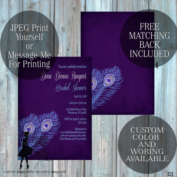Peacock Bridal Shower invitation, Peacock Invitation Tea party Shower, Blue Invitation, Tea pArty Luncheon Bridal Shower 121