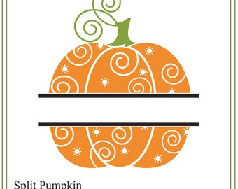 Pumpkin SVG, Split Halloween Pumpkin svg, Autumn illustration, svg cutting, printing, cards, DIY Halloween Whimsical pumpkin svg file