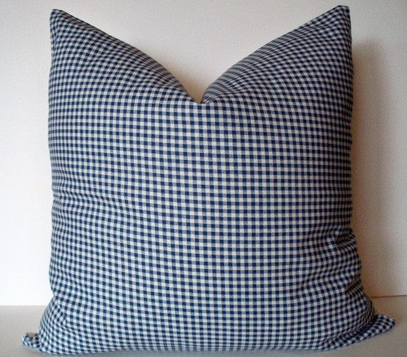 Blue Gingham Pillow Cover French Country Pillow Blue Check
