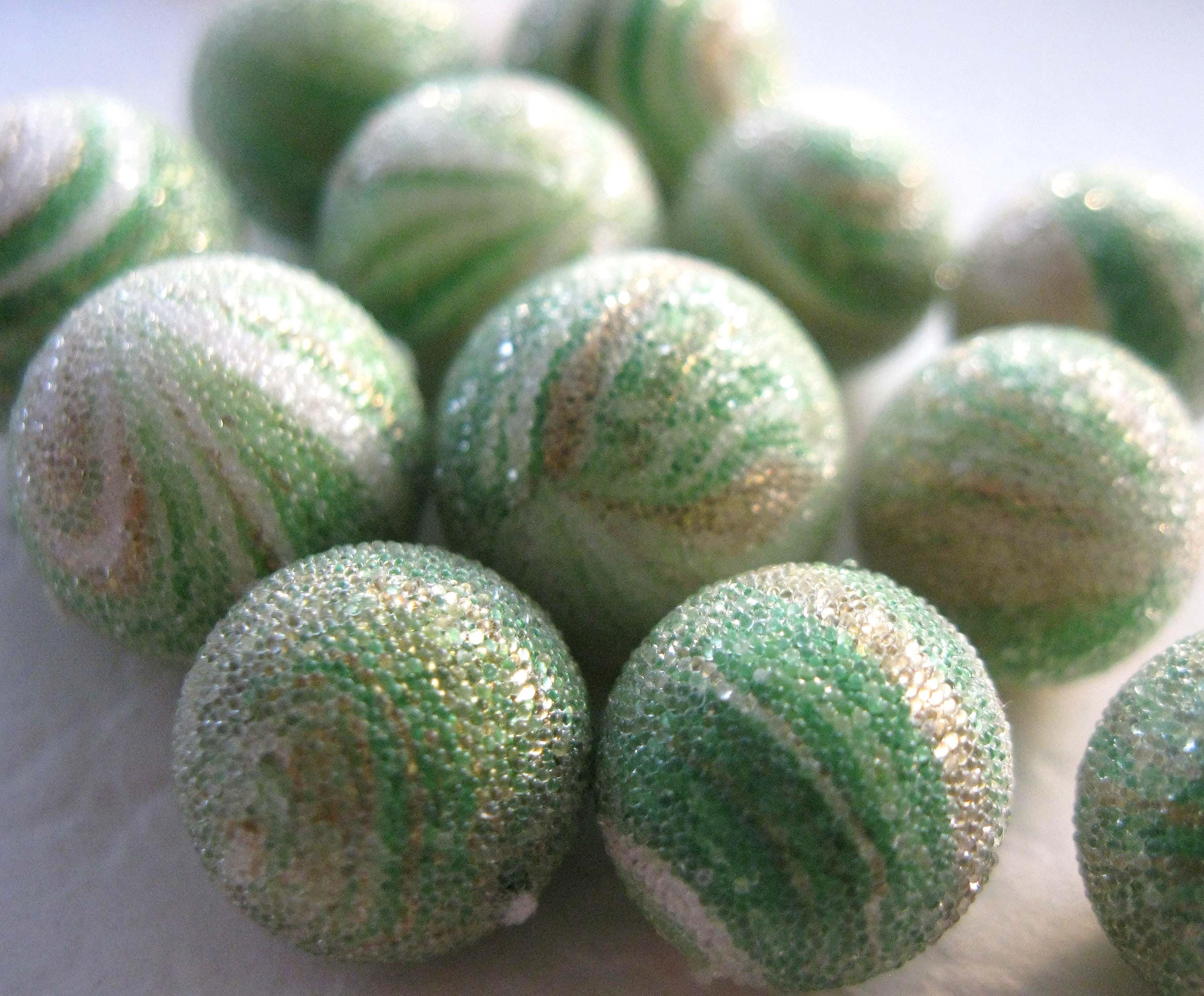 Vintage Green Stripe Sugar Beads E242 from ClaspItOn on Etsy Studio