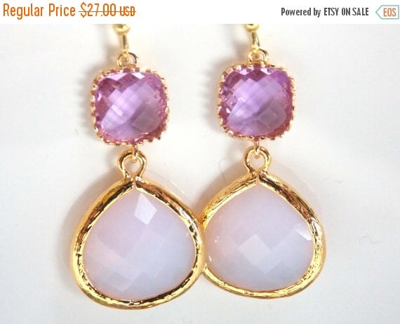 Lavender Recycled Earrings Gol Gold Plated