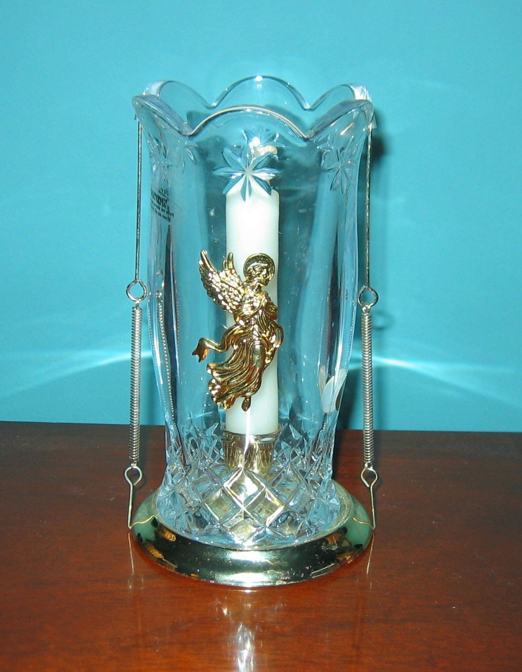 Angel Bohemian 24 Lead Crystal HURRICANE CANDLE HOLDER from