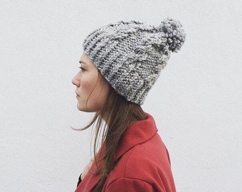 Chunky gray knit hat/ Toque/ Romilly/ beanie
