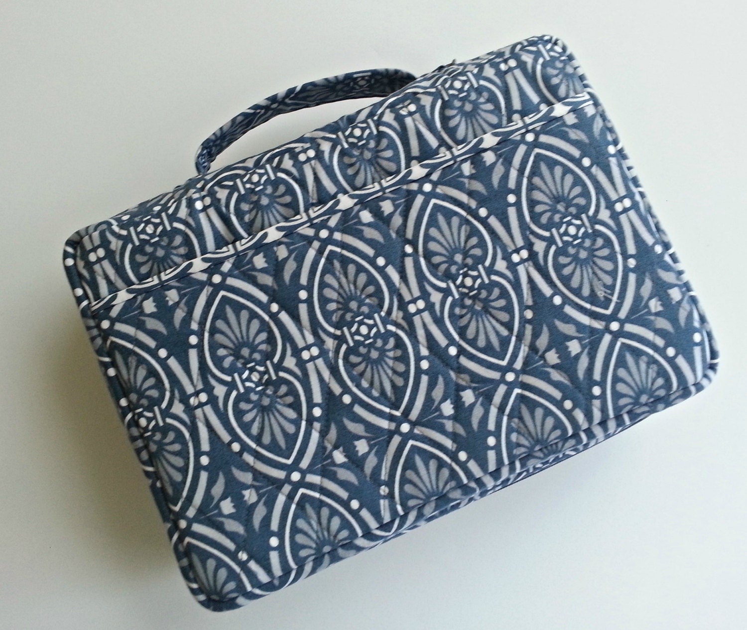 Quilted Zipper Bible Cover in Moonflower with handle options