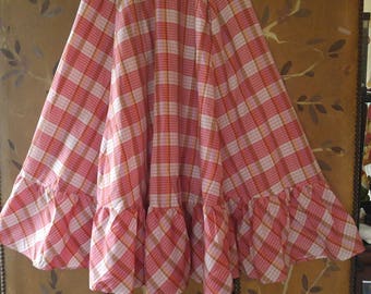 80s red and white gingham full swing /country skirt with frilly hem by The Brass Plum, Nordstroms