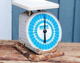 Vintage Blue Kitchen Scale - Montgomery Ward Scale - Retro Kitchen Scale - Cottage Kitchen - Farmhouse Kitchen