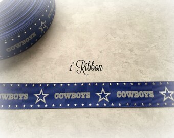 Dallas Cowboys SILVER 1" inch Grosgrain ribbon