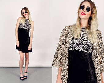 80s Black Velvet Dress Vintage White Halter Holiday Party Dress