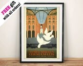Orient EXPRESS POSTER: Vintage Paris Londres Venecia Simplon Tren Art Impresión de la pared Colgando, Marrón