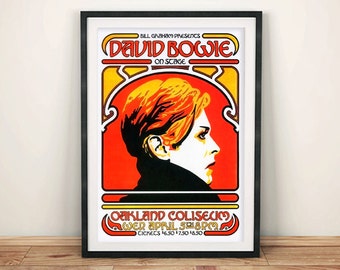 DAVID BOWIE POSTER: Vintage Concert Poster Reproduction, Rock Gig Art Print Wall Hanging