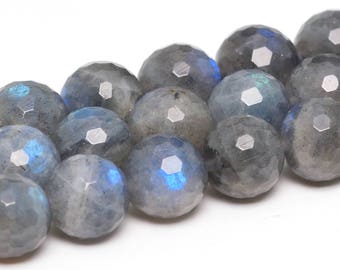 10MM Labradorite Beads Madagascar Micro Faceted Round Light Gray Grade AAA Genuine Natural Gemstone Beads 15" BULK LOT 1,3,5,10 (101282-361)