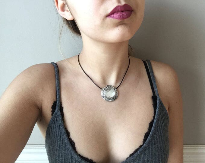 Choker Necklace,leather choker,leather jewelry,black leather choker,women jewelry,charm choker,boho necklace,bohemian choker,leather charm