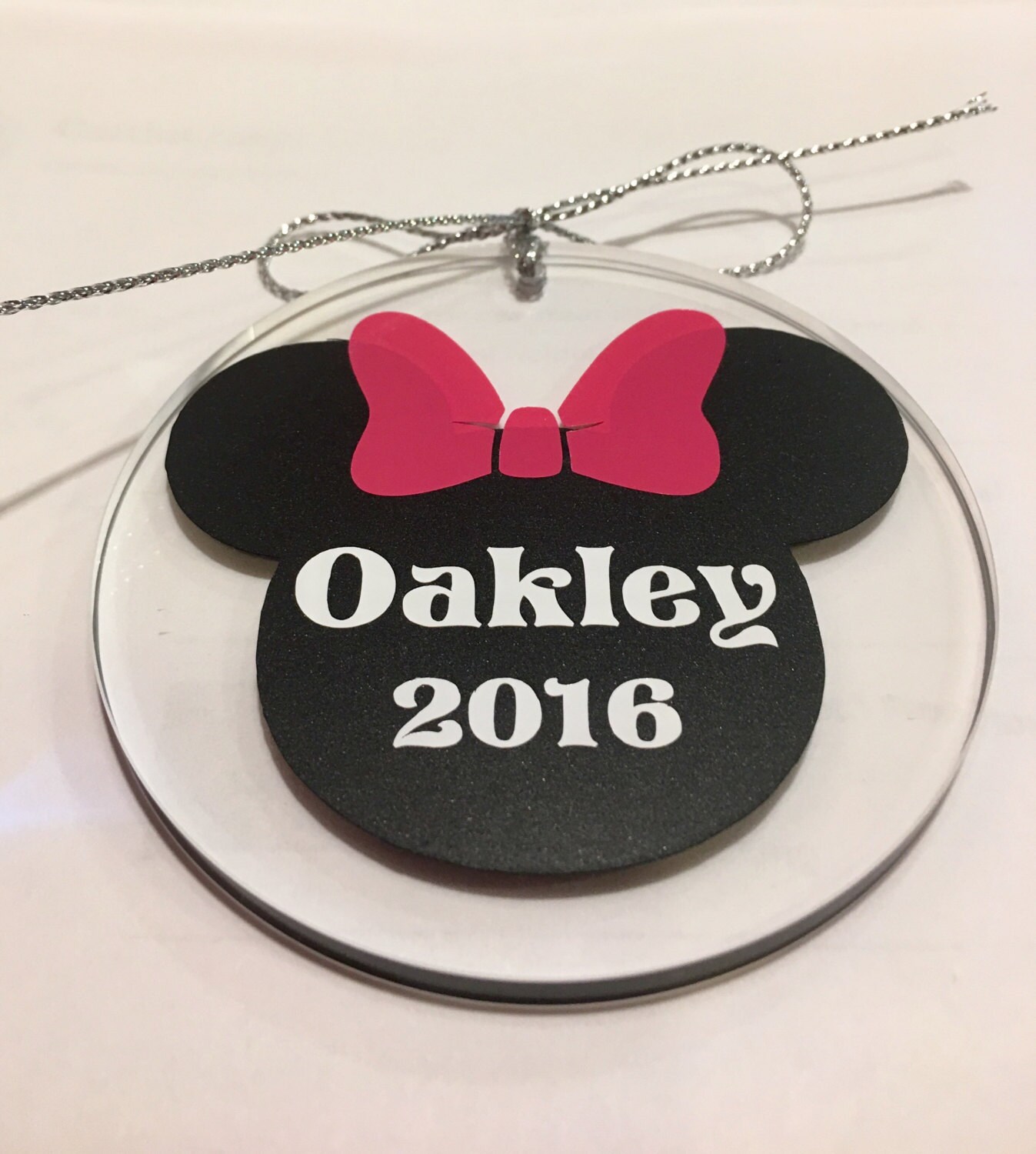 NEW Minnie Mouse Flat Glass Personalized Christmas Ornament