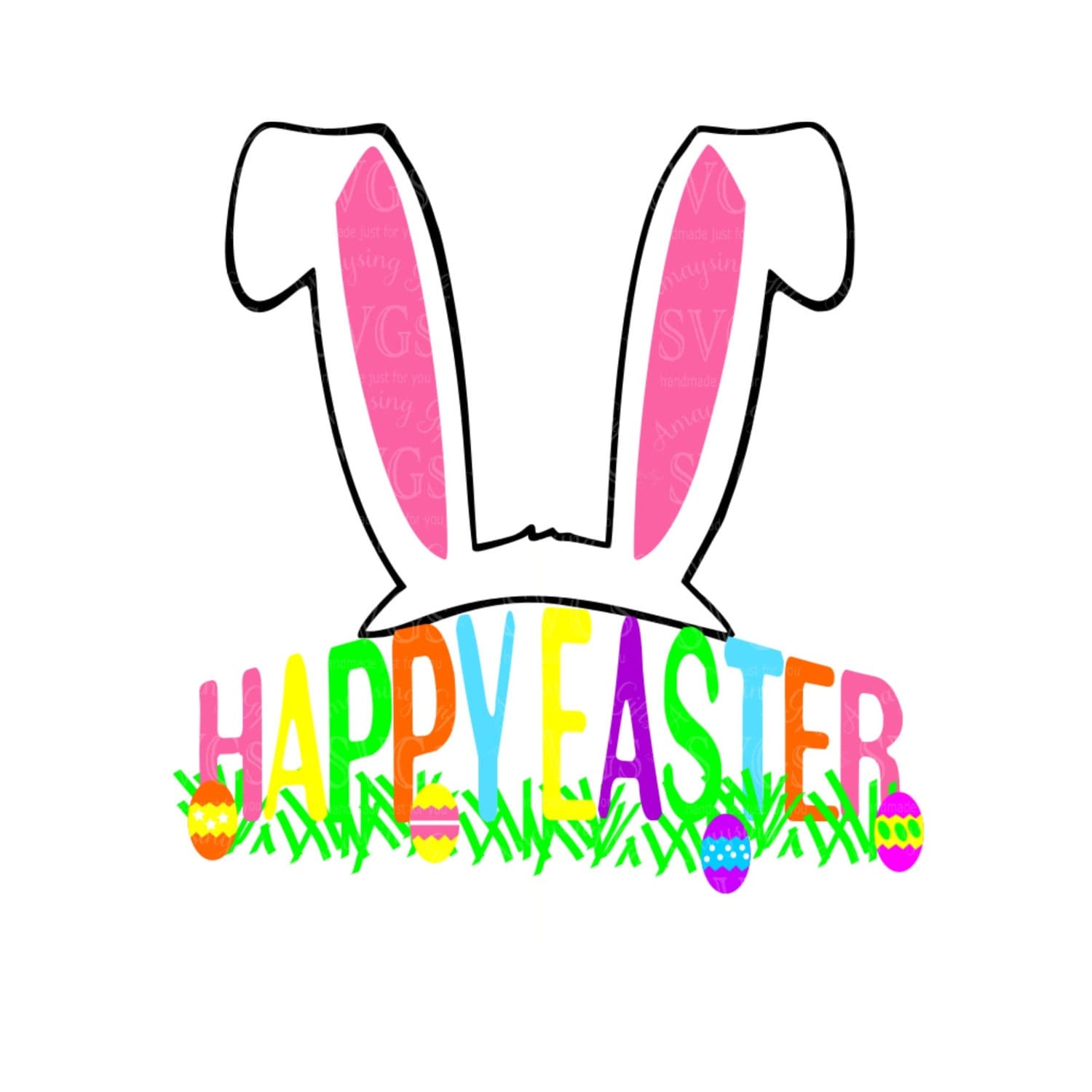 Download SVG Rabbit Ears Happy Easter DXF Easter Spring