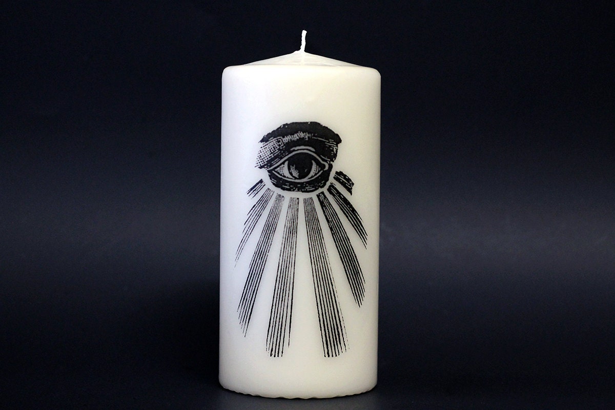 Candle Eye of Providence White Occult All Seeing Eye