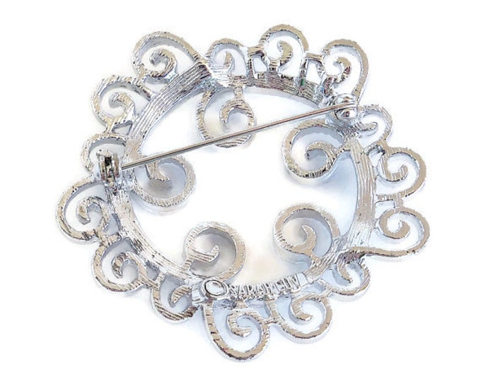 SALE SALE Sarah Coventry brooch, 'Silvery Mist' from the 1970s, silver filigree brooch, open work