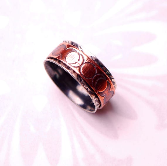 Spinner ring triple moon goddess pagan wedding ring goddess