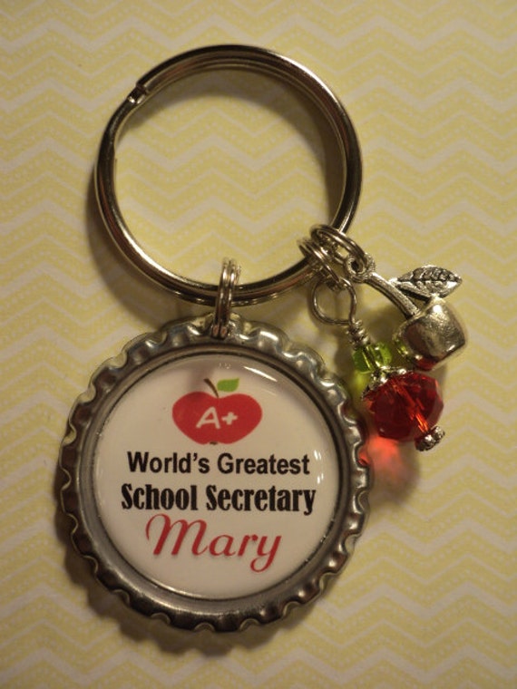 Personalized School Secretary key chain with charms