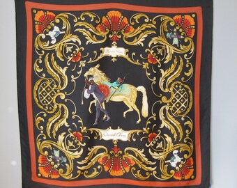 Hermes Scarf / Vtg 60s / Cheval Turc Hermes Scarf in Black