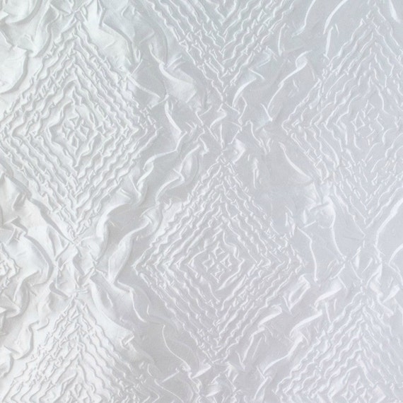 Items similar to Embossed Diamond Taffeta White 54 Inch Fabric by the