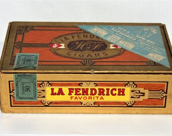 Vintage 1950 LA FENDRICH Cigar Box, with Baby Boy Announcement