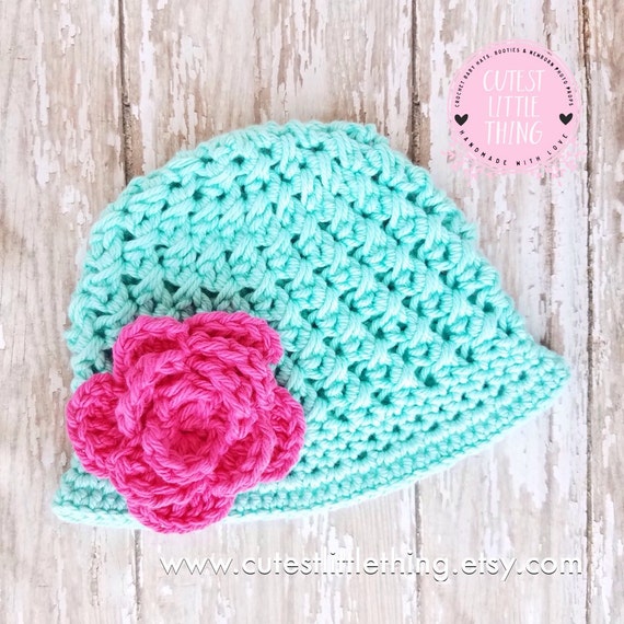 Crochet Spring Hat Baby Flower Hat Baby Girl Spring Hat
