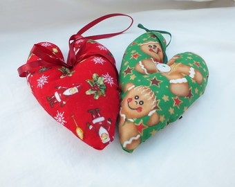 Christmas in July, Christmas Decorations, Heart Christmas Trimming, Gingerbread Men, Father Christmas, Fabric Decor, Noel, Seasons Greetings
