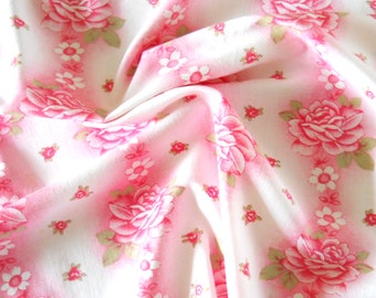 vintage floral fabric pink floral fabric patchwork fabric quilting fabric pink roses fabric french fabric 205