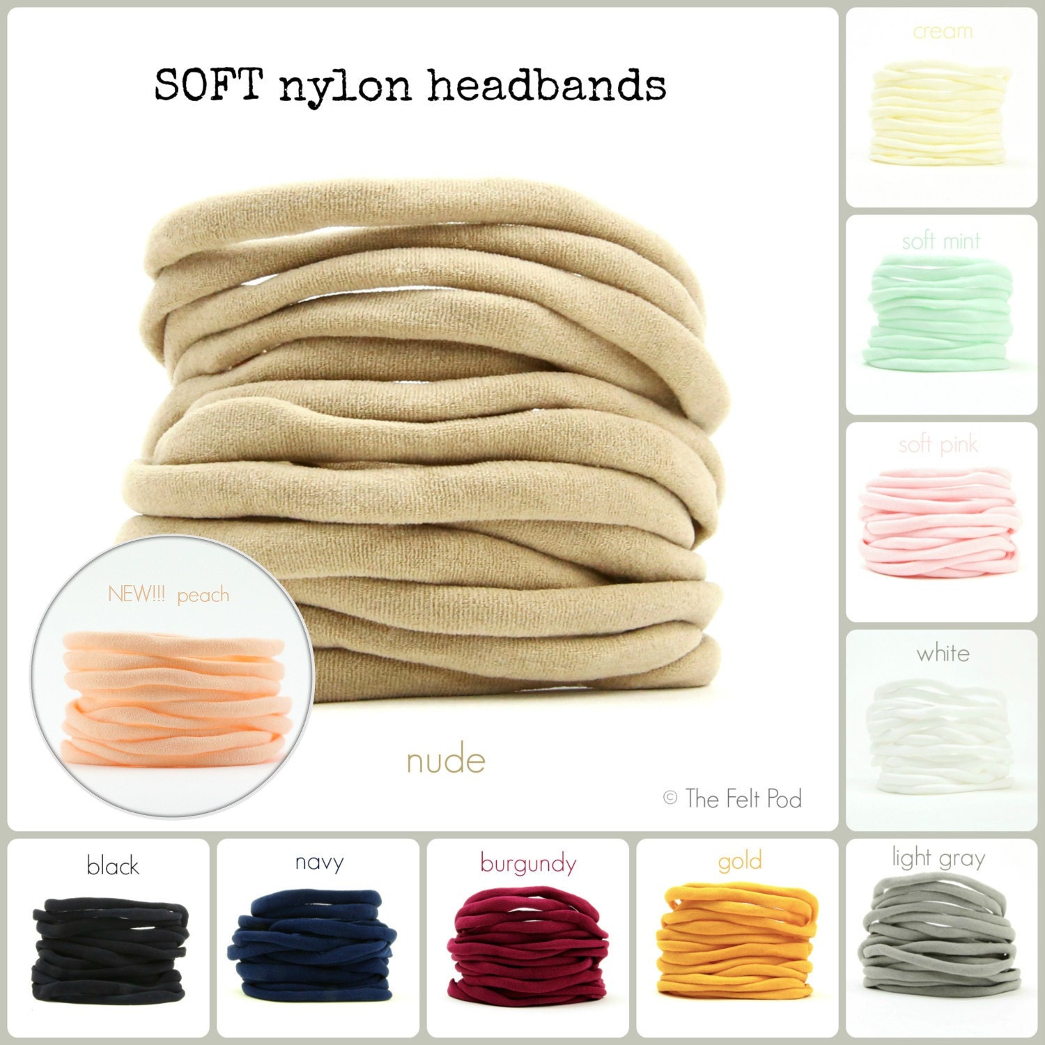 Nylon Headband // One Size Fits All Headband // THIN Soft