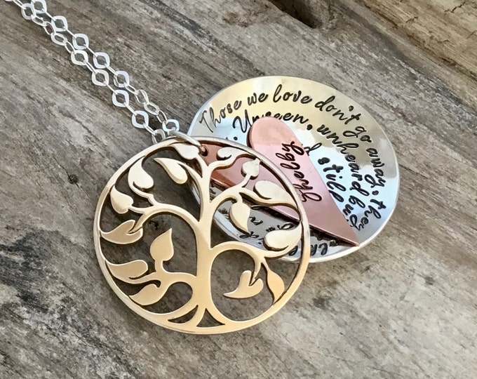 Memorial Necklace - Personalized Hand Stamped Jewelry - mixed metal locket - bereavement necklace