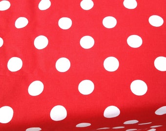 50""X 140" Rectanglar Mickey Mouse Red with 1/2" White Polka Dots Table Cloth.