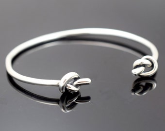 Cuff Bracelet, Knot Cuff Bracelet, Bangle bracelet, Sterling silver cuff bracelet, double knot bracelet, sterling silver knot bracelet gift