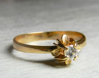 Vintage Diamond Ring 14K Rose Gold Diamond Engagement Ring Rose Gold Diamond Ring Round Cut antique diamond Ring