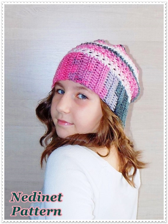 Crochet pattern, crochet slouchy hat pattern, crochet hat ...