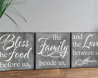 Bless the Food Before Us, Rustic Wood Sign, Kitchen Decor, Dining Room Decor , Rustic Wood Signs, Kitchen Art, Blessed Sign, Prayer Sign