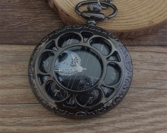 1Pcs 45mmx45mm Gunmetal black color pocket watch charms pendant